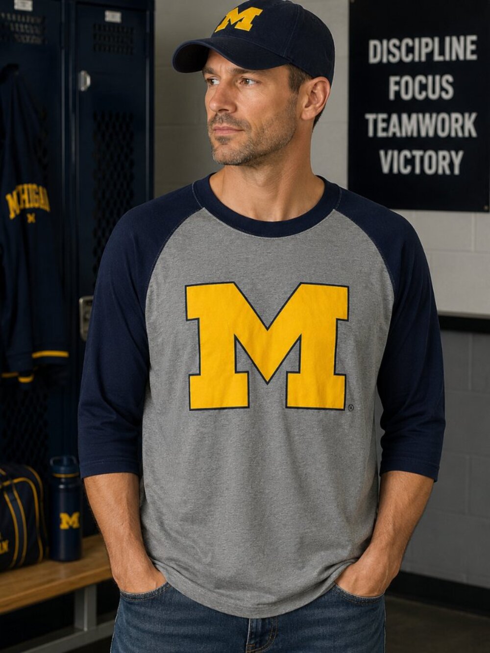 NCAA University of Michigan Wolverines Raglan Shirt โ Size Large